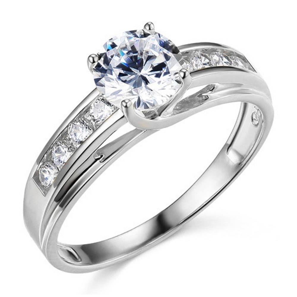 14k Cathedral Trellis-Set 1-CT Round-Cut CZ Ring